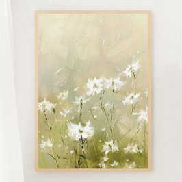 Pastellkrita för Oliv grönt Wildblommor Skriv ut 1 Poster