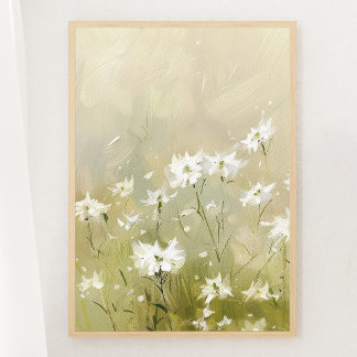 Pastellkrita för Oliv grönt Wildblommor Skriv ut 1 Poster