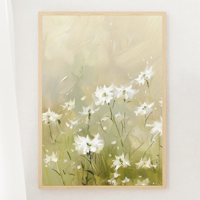 Pastellkrita för Oliv grönt Wildblommor Skriv ut 1 Poster (Skapare uppladdad)