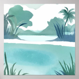 Pastellkrita gömt grönt poster