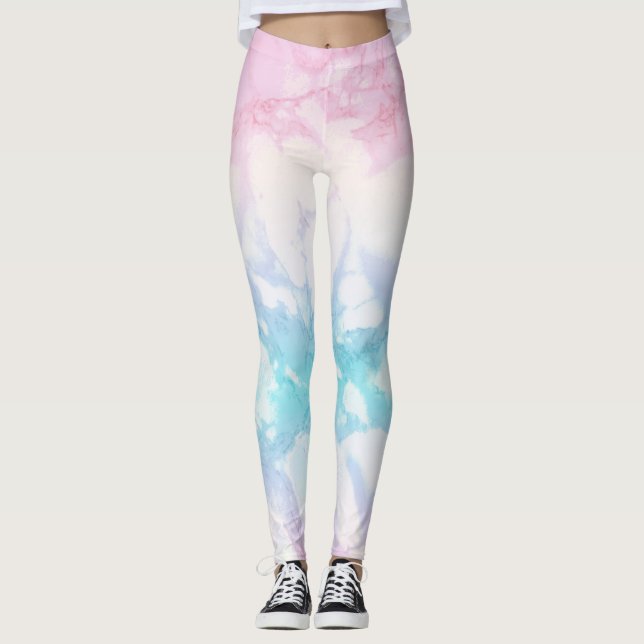 Pastellkrita Marble Struktur Leggings (Framsida)