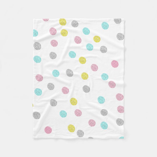Pastellkrita Polka dots Fleecefilt (Framsidan)