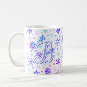 Pastellkrita, Rosa och monogrammat blått Elegant Kaffemugg
