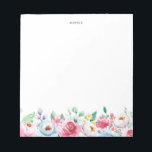 Pastellkrita, Rosa och trädgårdsmark med blå persi Anteckningsblock<br><div class="desc">anteckningsblock av temat blommigt i Vår som innehåller vattenfärgbilder av pastellers rosa och grönområden med blå persikofärgad blommigt.  anteckningsblocket med färglöst pastellfärgad blommigt blir perfekt som personlig. Anpassa genom att lägga till en namn- eller kort-fras.</div>