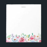 Pastellkrita, Rosa och trädgårdsmark med blå persi Anteckningsblock<br><div class="desc">anteckningsblock av temat blommigt i Vår som innehåller vattenfärgbilder av pastellers rosa och grönområden med blå persikofärgad blommigt.  anteckningsblocket med färglöst pastellfärgad blommigt blir perfekt som personlig. Anpassa genom att lägga till en namn- eller kort-fras.</div>