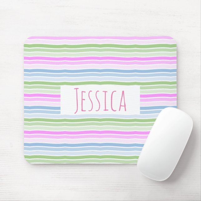 Pastellkrita Vågigt modern Personlig med stripe Musmatta (Med mus)