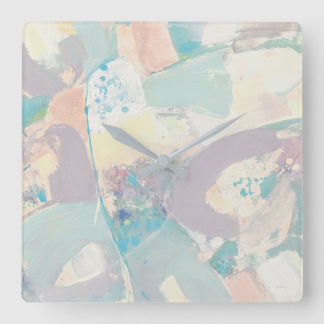 Pastellkrita, vitt Sten Fyrkantig Klocka (Framsida)