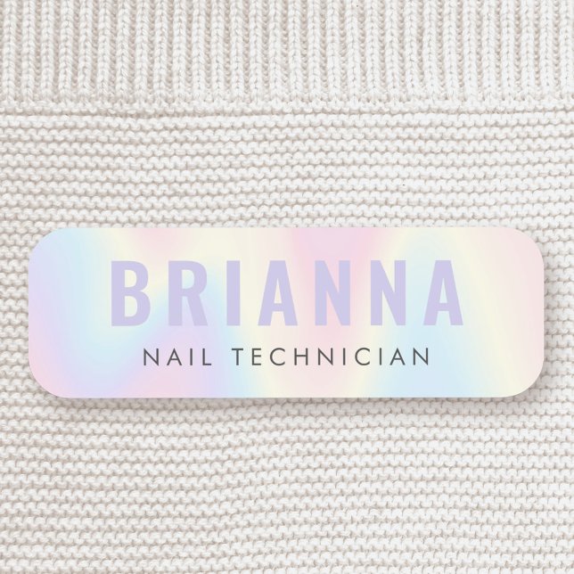 Pastellljus lila modern spa namnbricka (Pastel rainbow light purple modern spa name tag)