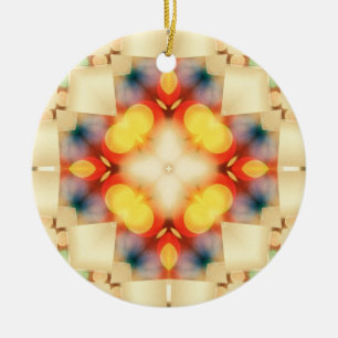 Pastellljussken Innerljus: Guld Blue Rosa Ornamet Julgransprydnad Keramik