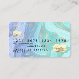 Pastellmajs aqua guld marble Kredit Card Visitkort