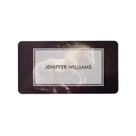 Pastellmålning av en löpande häst adressetikett