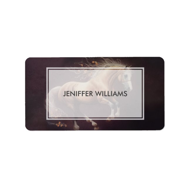 Pastellmålning av en löpande häst adressetikett (Framsidan)