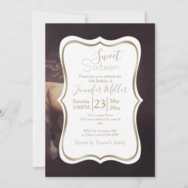 Pastellmålning av en löpande häst inbjudningar (Framsida)