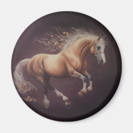 Pastellmålning av en löpande häst magnet