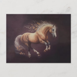 Pastellmålning av en löpande häst vykort