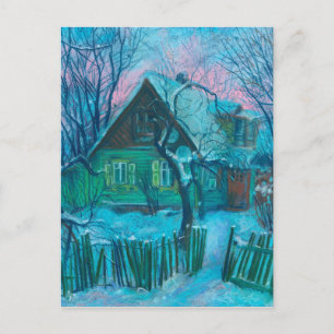 Pastellmålning för Winter Ligcape Old Cottage Hous Vykort