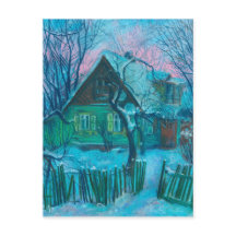 Pastellmålning för Winter Ligcape Old Cottage Hous