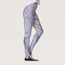 Pastellmarmor vätska rosa blå mönster leggings