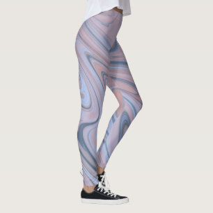 Pastellmarmor vätska rosa blå mönster leggings