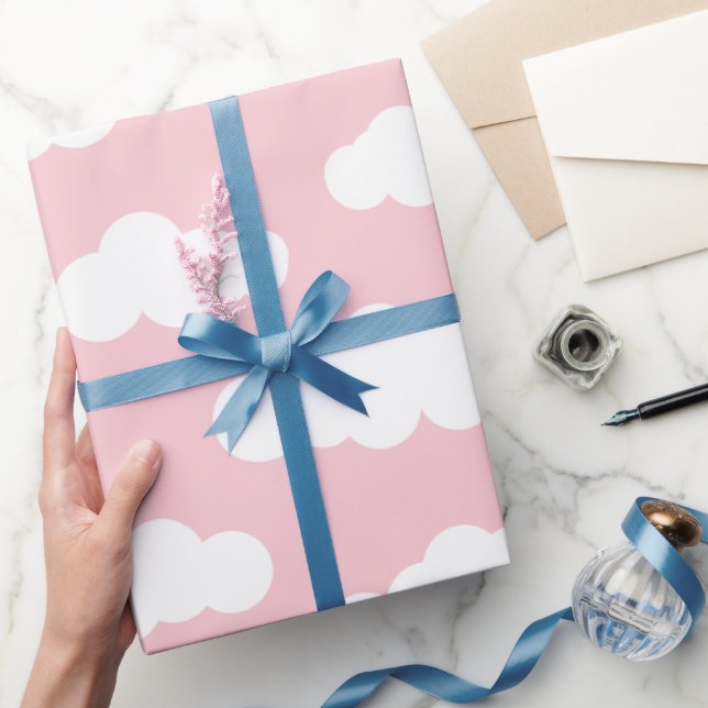 Pastellmoln: "Atetisk vit och Rosa konst" Presentpapper (Gifting)