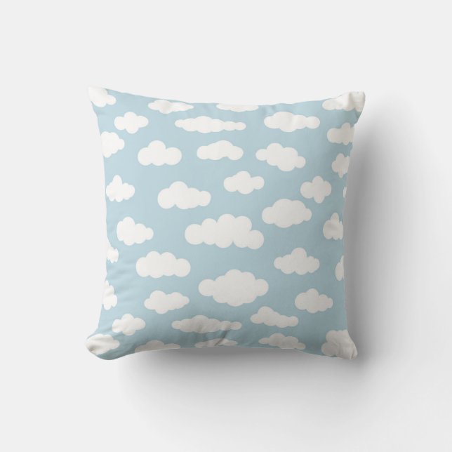 Pastellmoln, Baby blue och vita, estetiska Kudde (Framsida)
