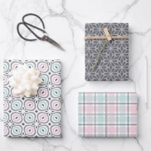 Pastellmönster i grått, rosa, mintgrön geometrisk 