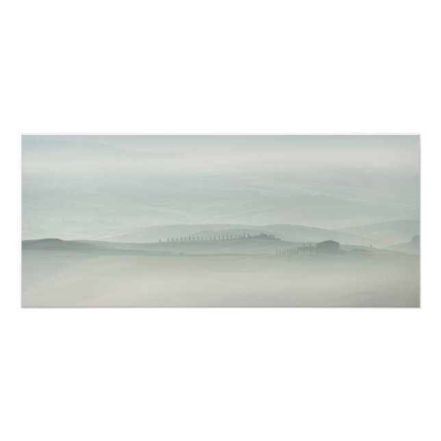 Pastellmorgon i Foggy Tuscany Fototryck (Framsidan)