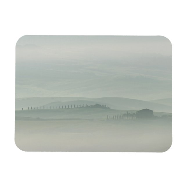 Pastellmorgon i Foggy Tuscany Magnet (Horisontell)