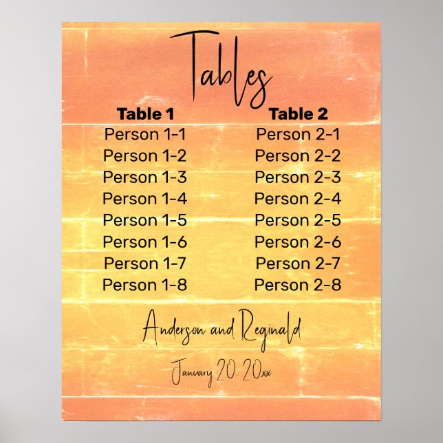 Pastellmottagning för sommartid 8x2 Sittdiagram Poster (Framsidan)