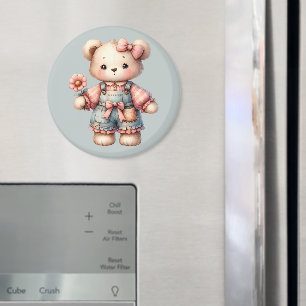 PastellNalle som håller blomningskärmar Magnet