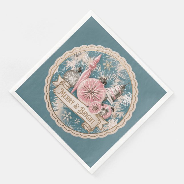 Pastellnostalgi: Mid-Century Glasornamenten Pappersservett (Hörn)
