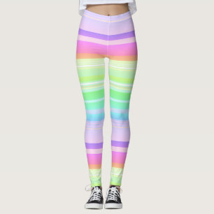 Pastellns regnbågsstrimmig multifärgad leggings