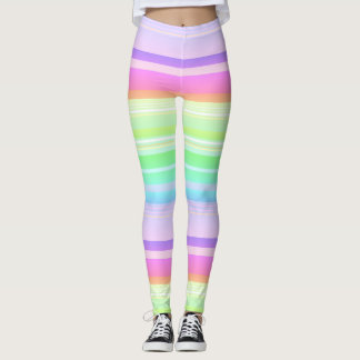 Pastellns regnbågsstrimmig multifärgad leggings