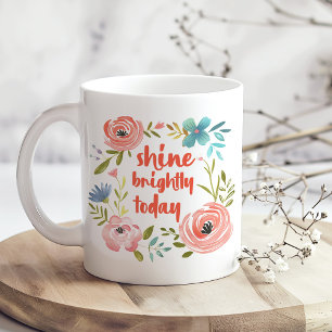 Pastellns Rosa Blommigt "Shine Brighly Today" Kaffemugg