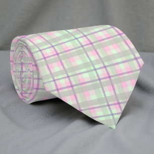 Pastellns Rosa och Grönt Play Tartan Gingham Mönst Slips