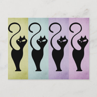 Pastello Cats Black Silhouette Vykort