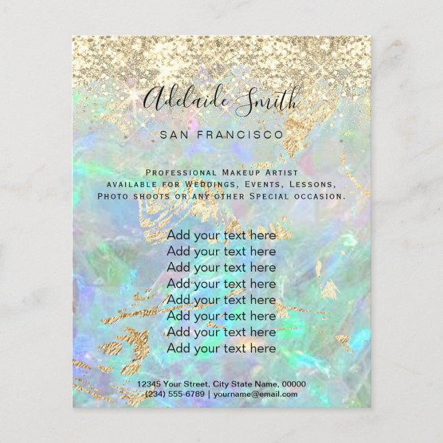 Pastellopal glitter, bakgrund flygblad (Framsidan)