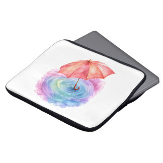 Pastellparaply Regn Krusningar Akvarell Konst Laptop Fodral