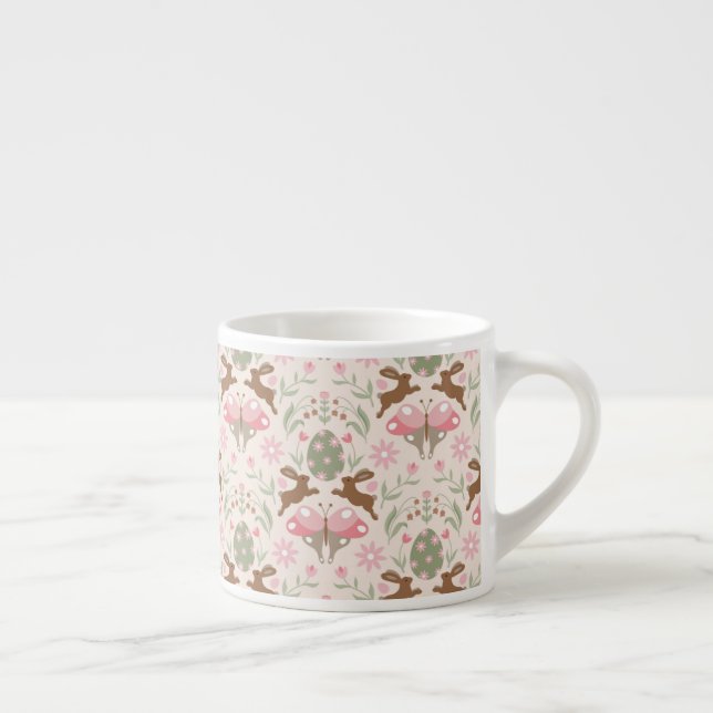 PastellPåskhare och Flower Mönster Espressomugg (Höger)