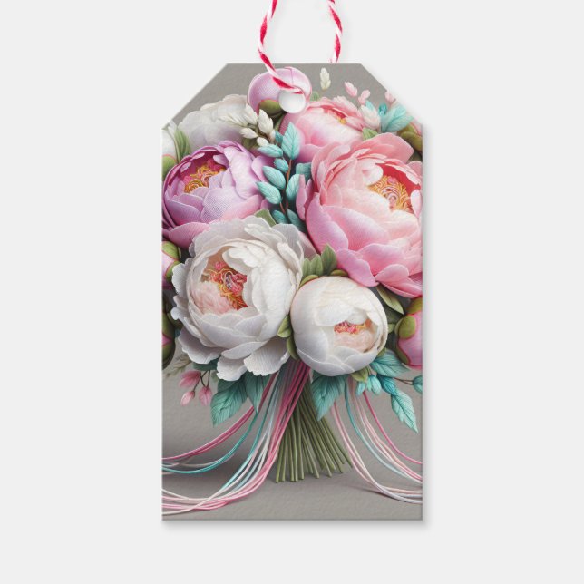 Pastellpeonier, av Natasha Us Presentetikett (Framsidan)