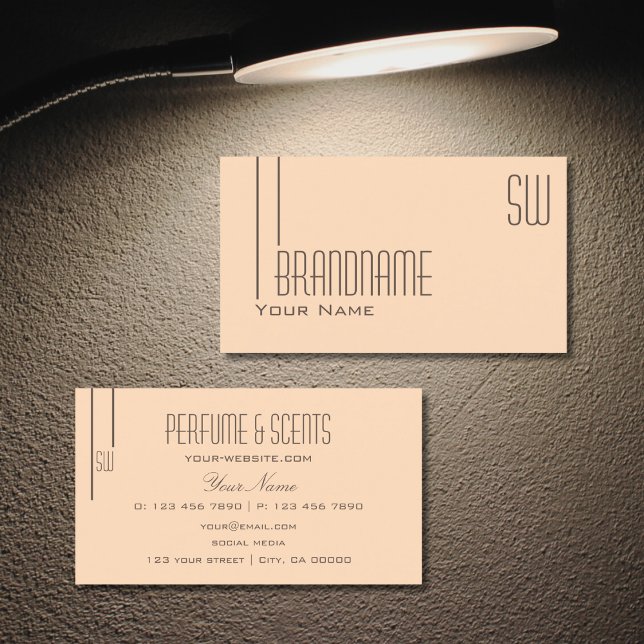 Pastellpersika med Chic Monogram Professionell Visitkort (Skapare uppladdad)