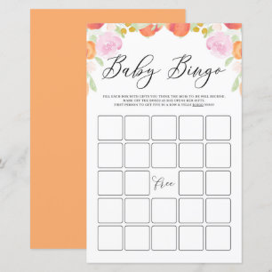 Pastellpersikor och blommor Babykläder Bingo Game