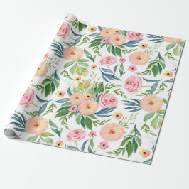 Pastellpersikor och rosa peonies lush vår blommor presentpapper