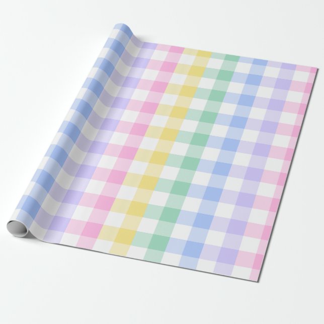 pastellplaid rainbow retro gingham presentpapper (Utrullad)