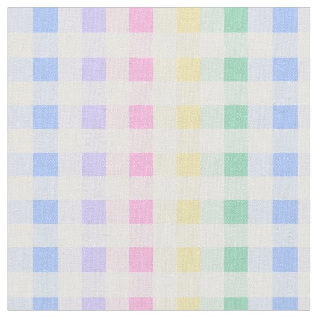 pastellplaid rainbow retro gingham tyg (Närbild)