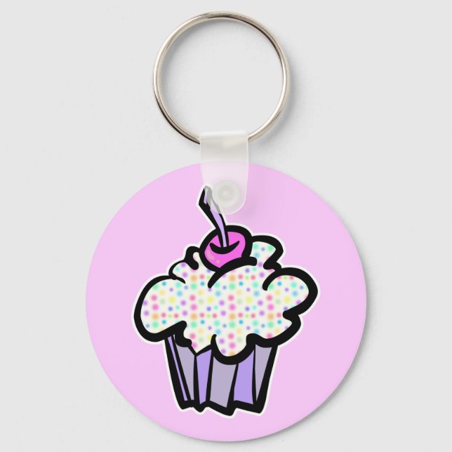 pastellprickar cupcake nyckelring (Framsida)