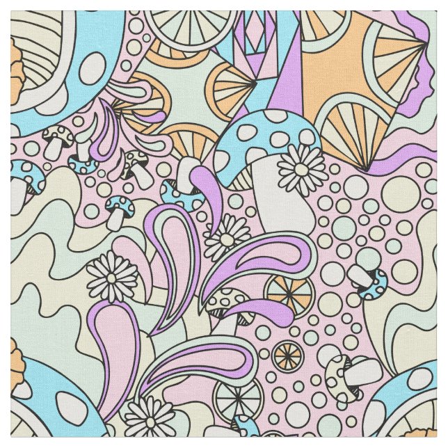 pastellpsykedelisk på rosa tyg (Närbild)