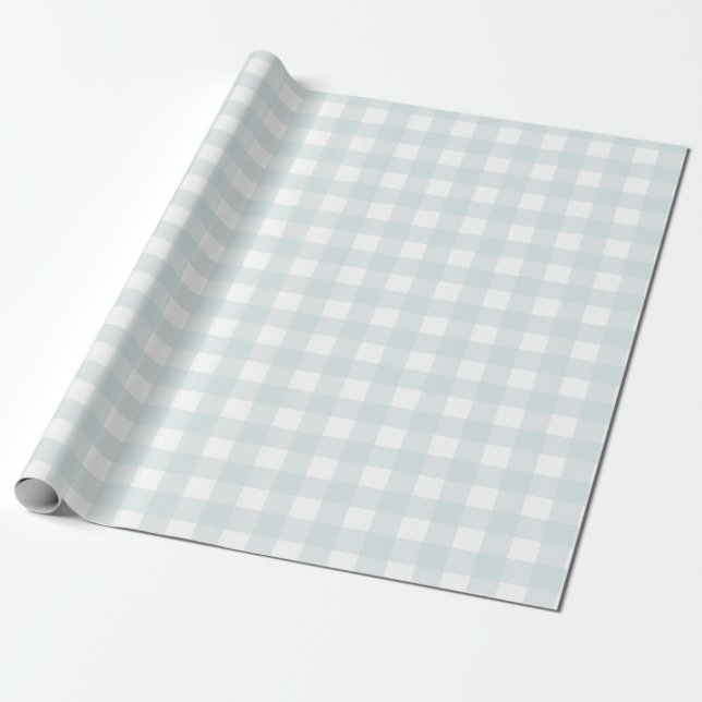 Pastellpulver Blå Buffalo Check Plaid Gift Presentpapper (Utrullad)