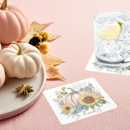Pastellpumpa och boho blommig anpassad underlägg papper kvadrat
