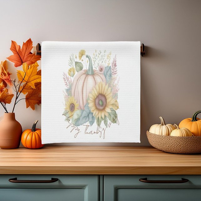Pastellpumpa och boho blomster anpassad kökshandduk (Skapare uppladdad)